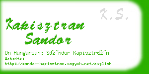kapisztran sandor business card